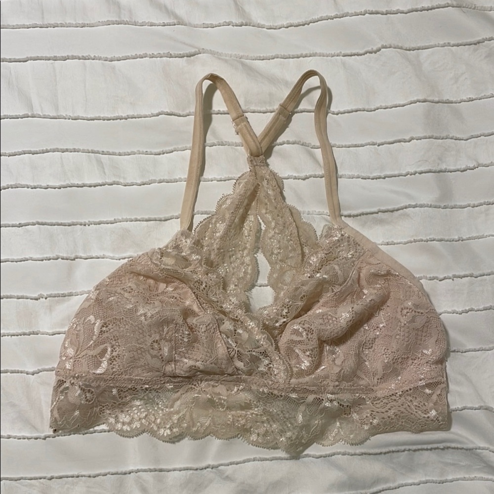 Laura Ashley Cream Bralette with Lace and Adjustable Straps